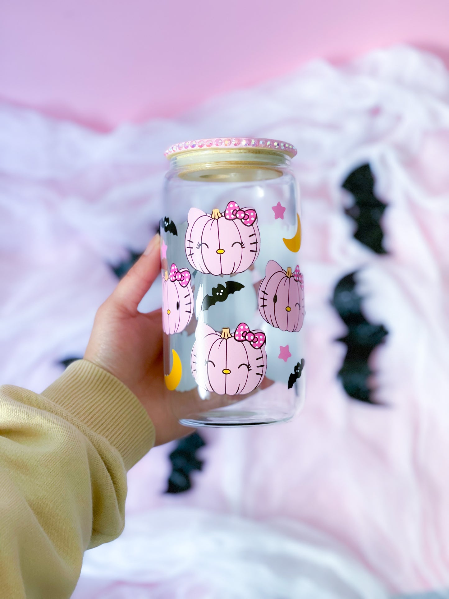 Pink Pumpkins Glass Cup