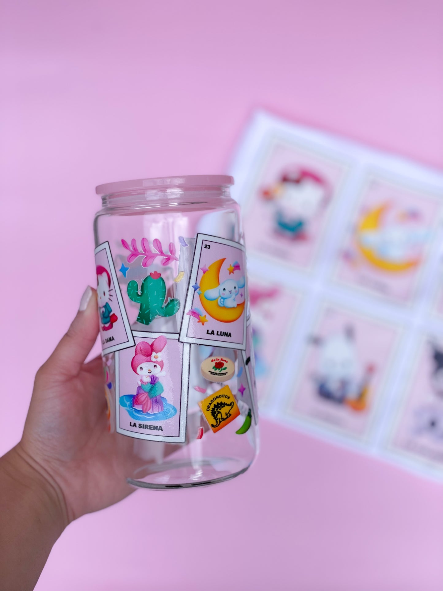 Kawaii Loteria Glass Cup