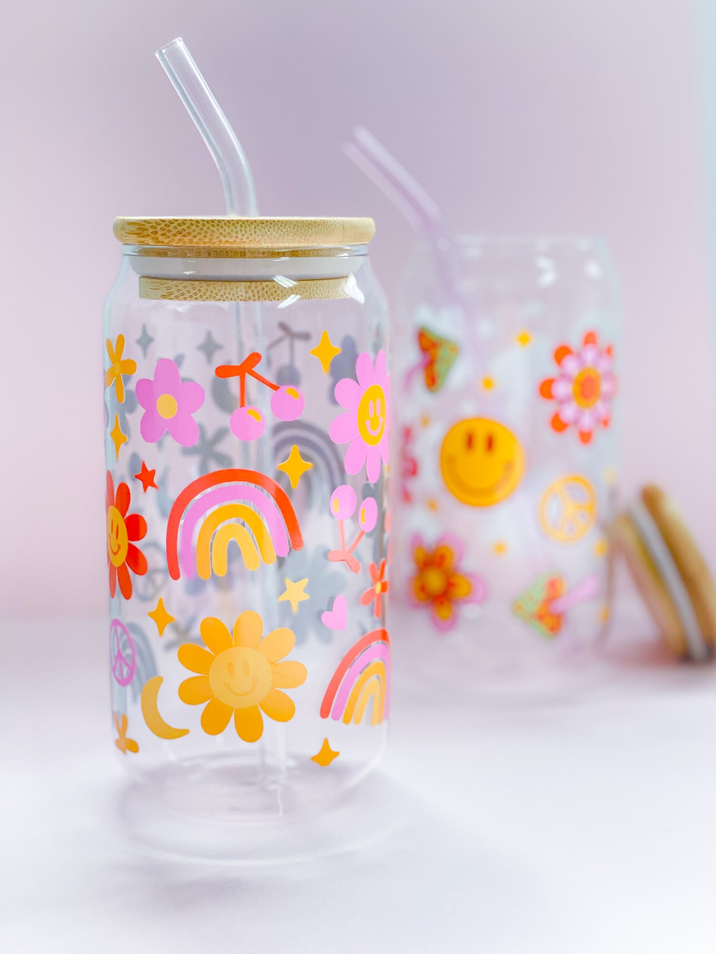 Happy and Retro Glass Can