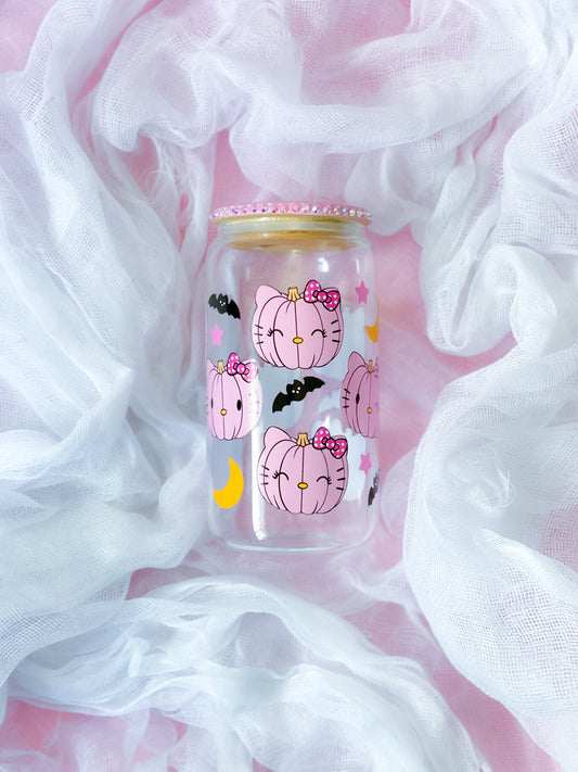 Pink Pumpkins Glass Cup