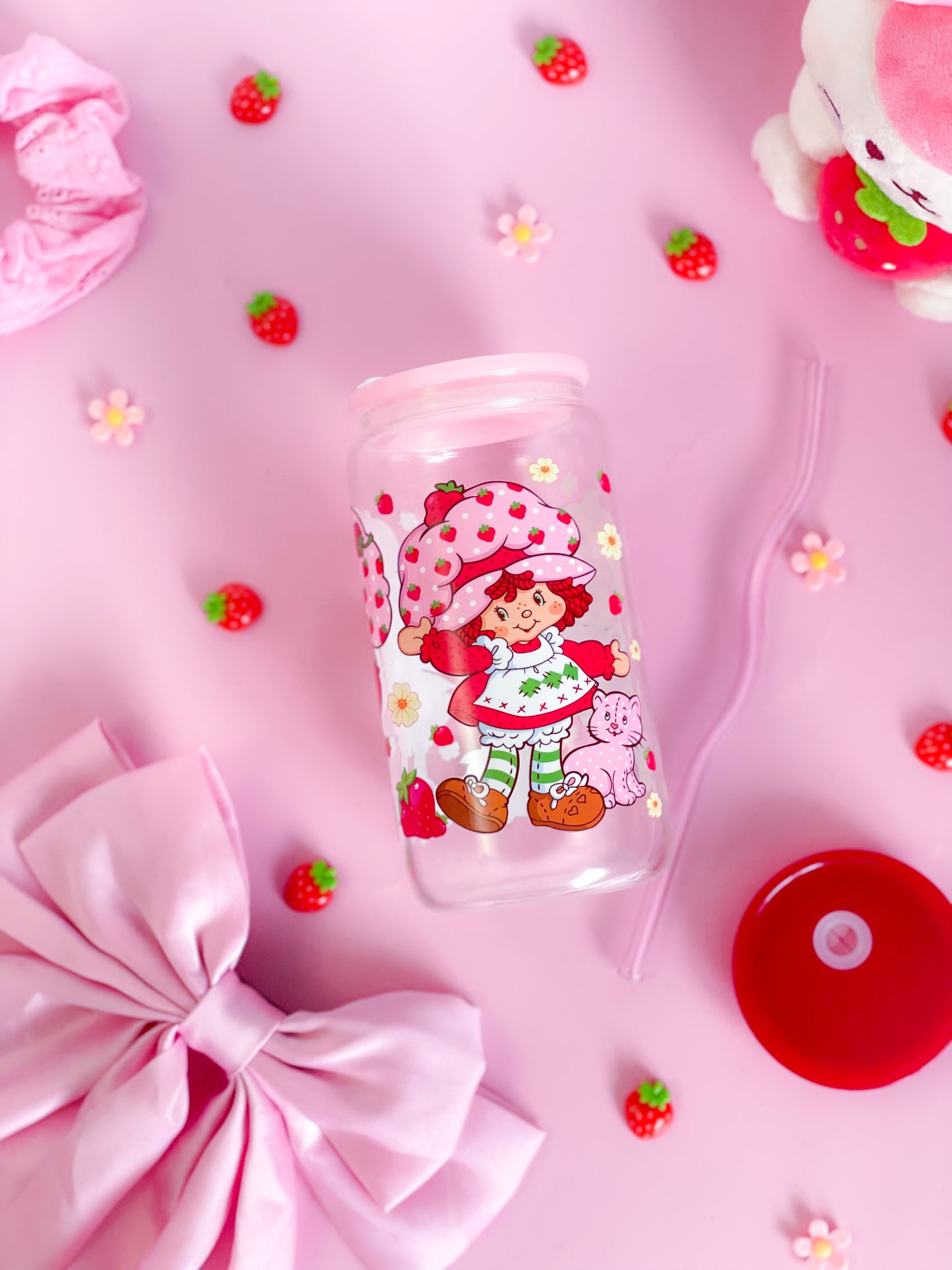 Strawberry Girl Glass Cup