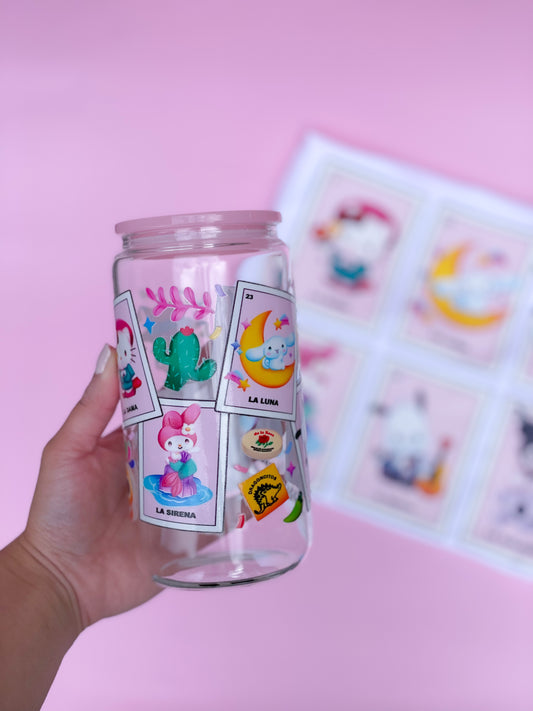 Kawaii Loteria Glass Cup